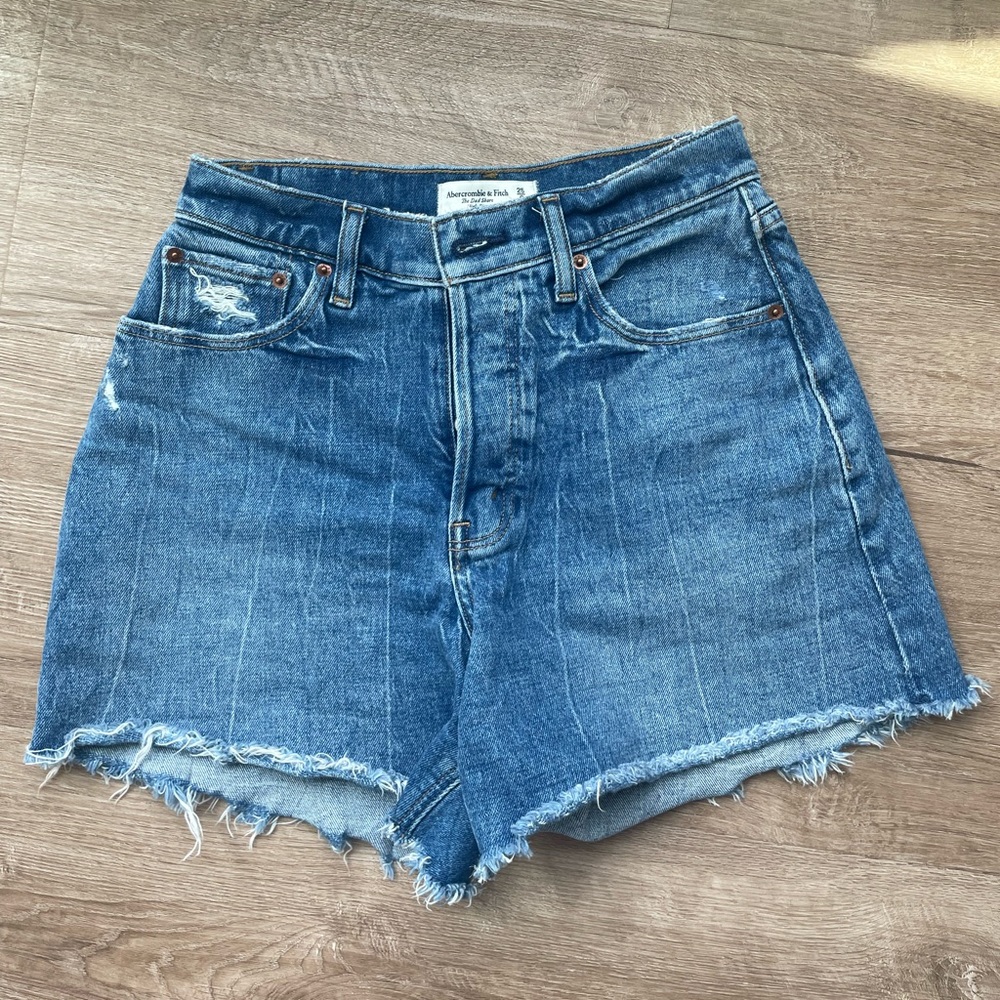 Abercrombie Curve Love Dad Shorts Dark Wash
